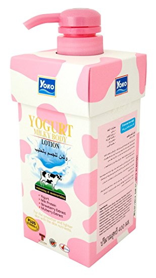 YOKO Milky Body Lotion Non-Greasy With Milk Protein 400ml. Pink & White