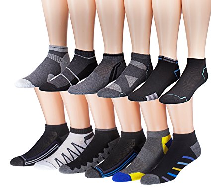 James Fiallo Men's 12 Pairs Low Cut Athletic Sport Peformance Socks