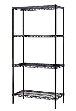 Excel ES-361872P All Purpose Heavy Duty 4-Tier NSF Wire Shelving Rack, 36 x 18 x 72-Inch, Black