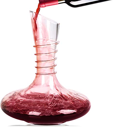 Wine Decanter Imarku 100% Lead-Free Hand Blown Crystal Glass Red Wine Carafe, Wine Aerator with Threaded Design Bottle and Wide Base,Wine Gift, Wine Accessories