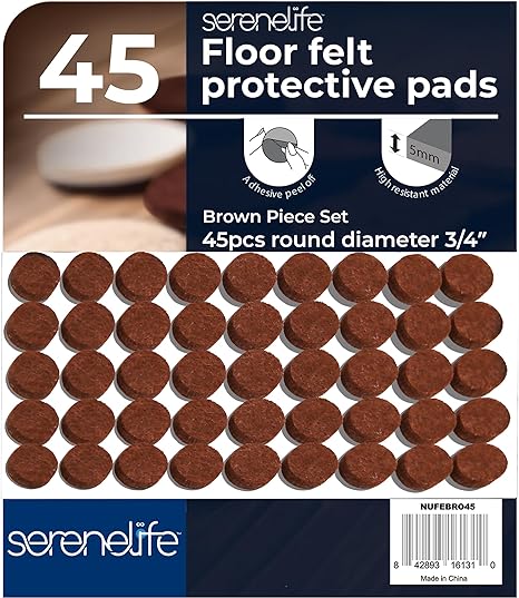 Felt Furniture Pads - 45 Premium ¾” Inch Felt Floor Protectors - Protect Hardwood, Laminate, & Tile Flooring - Furniture Sliders - Moving Supplies - Easy Installation - Noise Reducing