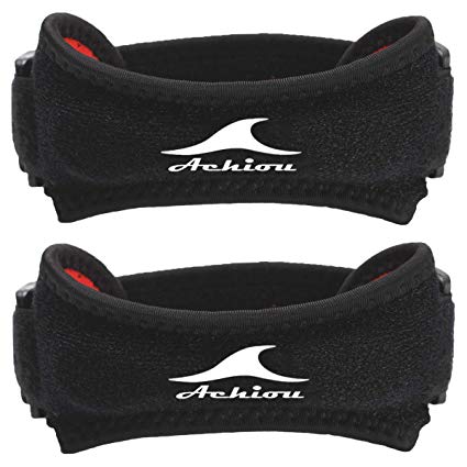 Achiou 2 Pack Patella Knee Strap Silicone Support Adjustable Band for Protect Patellar Pain Relief Tendon for Tendonitism Gym Running Hiking Weightlifting Basketball Volleyball