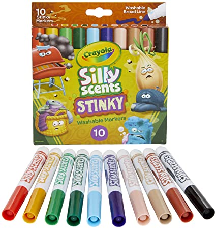 Crayola Silly Scents Stinky Scented Markers, 10Count, Washable Markers, Gift for Kids, Age 3, 4, 5, 6, Multi