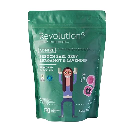 Revolution Tea ADMIRE French Earl Grey Bergamot & Lavender Black Tea - 50 Count, Elegant Citrus Fusion