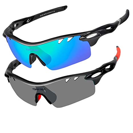 Polarized Sunglasses 2 Pack Sports Sunglasses for Men Women Interchangeable Lens