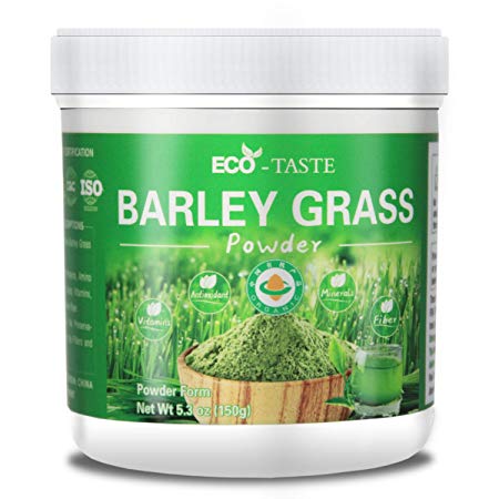 Organic Barley Grass Powder - 100% Pure Raw, 5.3oz (150g), Perfect for Beverage, Smoothie and Dessert, Rich in Proteins, Amino Acids, Vitamins, Minerals and Fiber