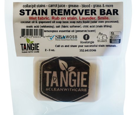 Organic Laundry Stain Remover - Chemical Free Stain Remover - Versatile Stain Lifter For Clothes, Carpets, and Upholstery - 2.5 Oz. Biodegradeable Removal Bar
