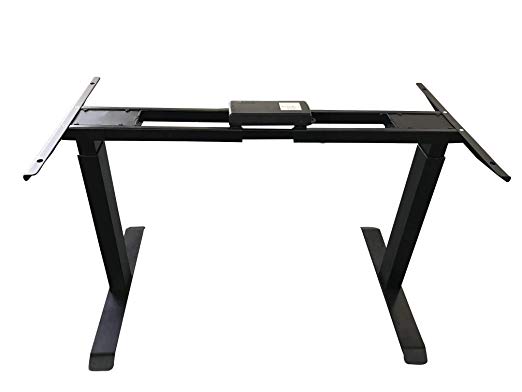 Rise UP Dual Motor Electric Standing Desk Frame Base Legs Ergonomic sit to Stand up Commercial Home Office Desk. 2-Stage. Memory. Black