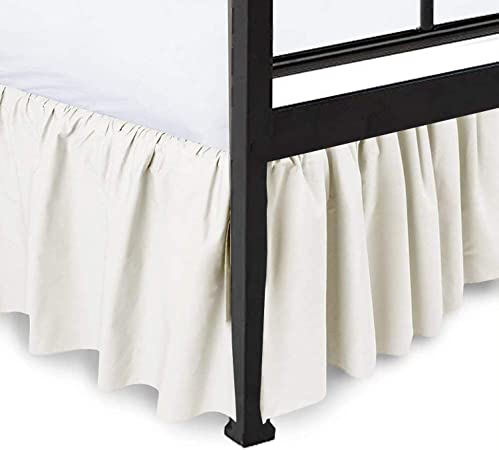 Ruffled Bed Skirt Split Corners Ultrasoft Poly Cotton/Microfiber Upto 12" Drop Expertise Tailored Fit Wrinkle Free Bed Skirt Dust Ruffle (King-Ivory)(Available in All Bed Sizes and 10 Colors)