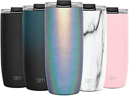 Simple Modern 20oz Voyager Travel Mug Tumbler w/Clear Flip Lid & Straw - Coffee Cup Vacuum Insulated Flask 18/8 Stainless Steel Hydro Water Bottle Shimmer: Blue Moonstone