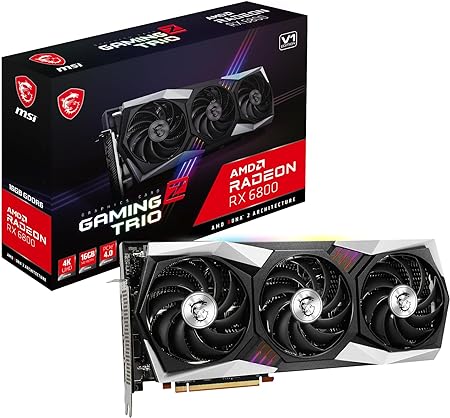 MSI Radeon RX 6800 GAMING Z TRIO 16G V1 Gaming Graphics Card - 16GB GDDR6, 2155 MHz, PCI Express 4, 256-bit, 3x DP v 1.4a, HDMI 2.1 (Supports 4K & 8K)