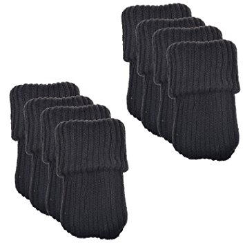 BCP 8pcs Black Color Knitting Wool Furniture Socks/ Chair Leg Floor Protector (Black)