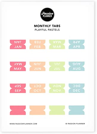 Passion Planner Monthly Tabs Playful Pastels