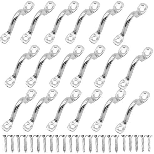 BESTZY 18pcs Stainless Steel Pad Eye Strap, Kayak Deck Loops Tie Down Anchor Point with 36 Pieces Screws for Kayak Canoe Rigging