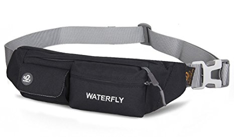 WATERFLY Slim Soft Polyester Water Resistant Waist Bag Pack for Man Women Outdoors Running Climbing Carrying Iphone 5 6 Plus Samsung S5 S6