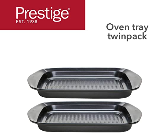 Prestige - Oven Trays Non Stick Set - Easy Food Release - Dishwasher Safe - Durable Steel - 31x 28x 3.5 cm - Set of 2