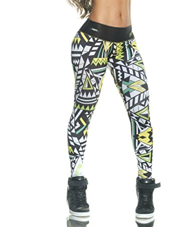 Fiber Colombian Activewear Printed Leggings with Designs Gym Workout Tights