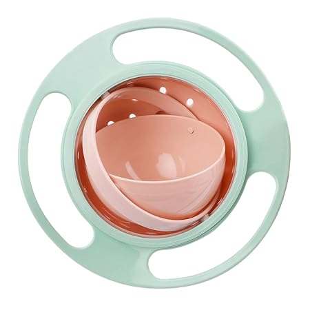 ZTL Gyro Bowl 360 Dgree Rotation Spill Resistant Gyroscopic Bowl with Lid