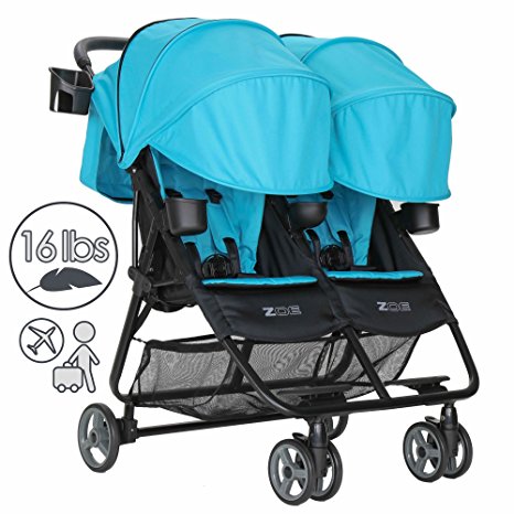 ZOE Umbrella XL2 Double Stroller, DELUXE - Aqua