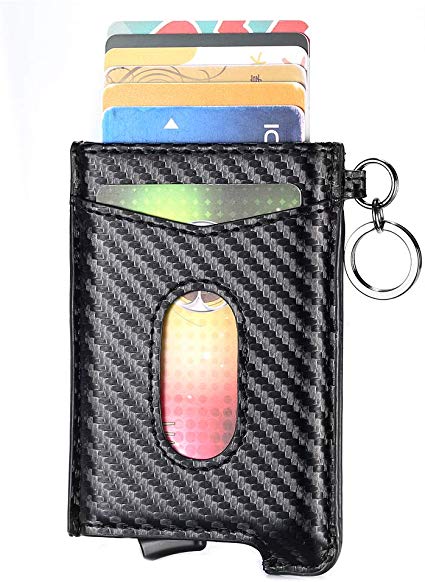 Slim Credit Card Holder RFID Blocking Wallets with Genuine Leather Case, Minimalist Front Pocket Wallet for Men & Women