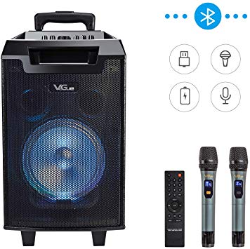 Wireless Portable PA Speaker System with 8'' Woofer Bluetooth Karaoke Machine for Party, Class use, Outdoor Activity, Public Speaking and Stage Performance