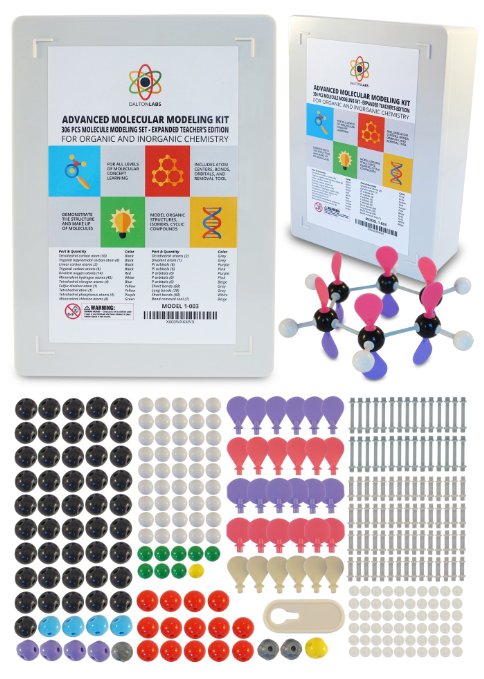 Molecular Model Kit with Molecule Building Software, Dalton Labs Organic Chemistry Set - 306 pcs Expanded Teaching Edition Educational Set - Color Coded Atoms, Bonds, Orbitals - Advanced Science Toys