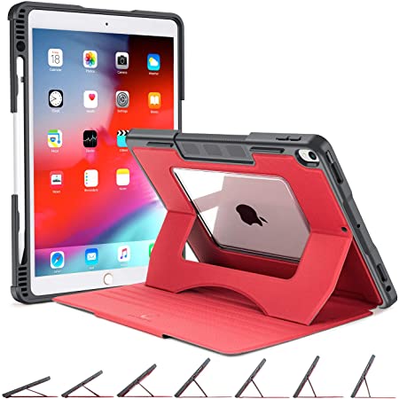 OCYCLONE iPad Air 3 Case 10.5 inch 2019/ iPad Pro 10.5 Case, Clear Backplane   Multi-Angle Magnetic Stand   Heavy Duty Shockproof Rugged Protective Case   Apple Pencil Holder   Auto Sleep/Wake, Red