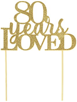 All About Details Gold 80-Years-Loved Cake Topper