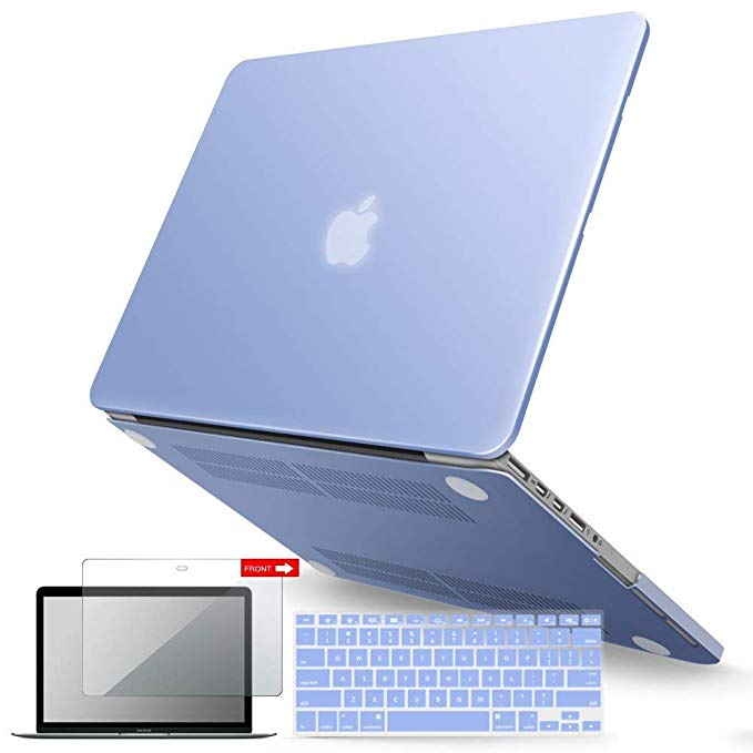 IBENZER MacBook Pro 13 Inch Case 2012-2015, Soft Touch Hard Case Shell Cover with Keyboard Cover Screen Protector for Apple MacBook Pro 13 with Retina Display A1425 1502,Serenity Blue,MMP13R-01SRL 2A