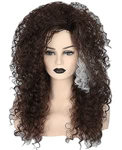 Womens Wig Brown Long Curly Fluffy Afro Cosplay Halloween Costume Wigs