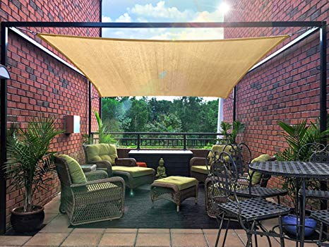 diig Patio Sun Shade Sail Canopy, 8' x 12' Rectangle Shade Cloth UV Block Sunshade Fabric - Outdoor Cover Awning Shelter for Pergola Backyard Garden Yard (Sand Color)