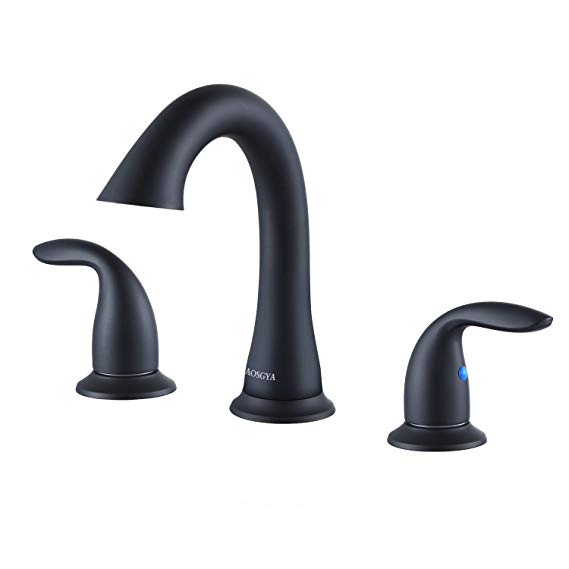 Widespread Bathroom Faucet Matte Black - Double Handles 3 Holes 2 Lever 8 Inch Bathroom Sink Faucets for Lavatory Vanity Basin, cUPC Certified Lead-Free AOSGYA