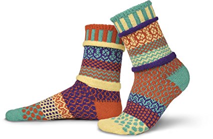 Solmate Socks, Mismatched Crew Socks, Made in USA with Recycled Cotton Yarns