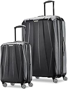 Samsonite Centric 2 Hardside Expandable Luggage with Spinners, Black, 2-Piece Set (20/28)