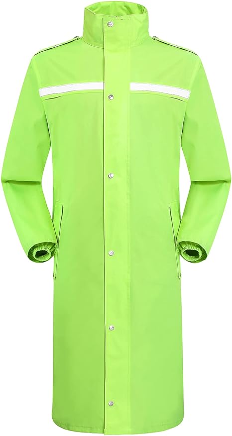 iCreek Raincoat Waterproof Long Rain Jacket Lightweight Rainwear Reflective with Packable Hood for Men Women Adults