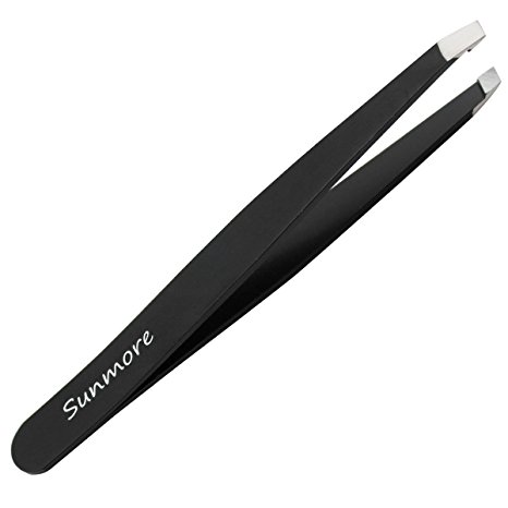 Sunmore Slant Tweezers,Precision Eyebrow Stainless Steel Slant Tip Tweezer