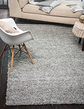 A2Z Rug Cozy Shaggy Collection 7x10-Feet Solid Area Rug - Cloud Gray