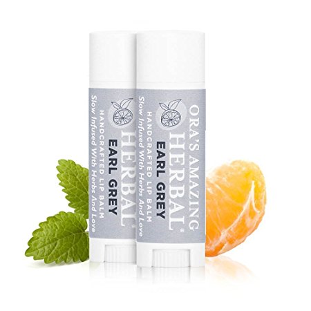 Therapeutic Intensive Lip Repair Treatment Balm 2 Pak For Dry and Cracked Lips - Natural Earl Grey Bergamot Essential Oil Scent, Herbal Infused, BPA, Paraben Free, Ora's Amazing Herbal