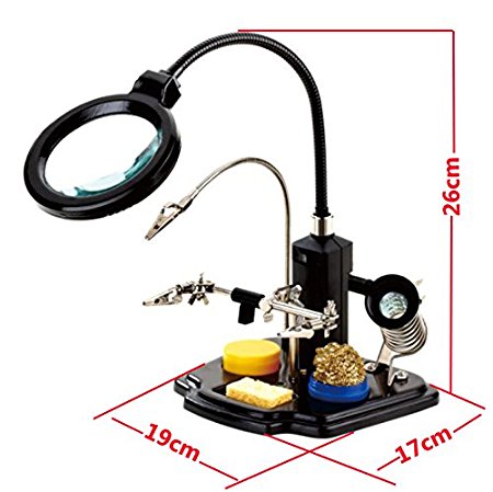 Stanz Premium Helping Third Hand with LED Magnifying Lamp Electronics Repair Auxiliary Clip Stand