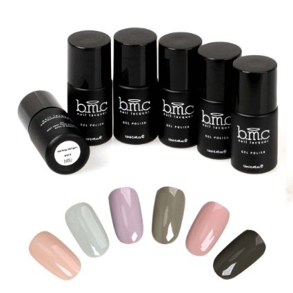 BMC 6pc Nude Color Themed UVLED Nail Lacquer Gel Polish Master Set - Oasis Collection