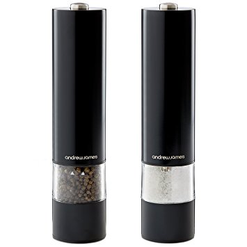 Andrew James Illuminated Electric Stainless Steel Salt and Pepper Mills, 2 Piece Grinder Set, Adjustible Grinder, One Touch Operation