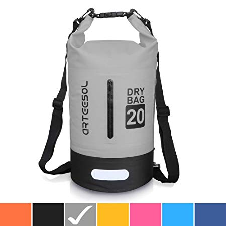 Waterproof Dry Bag, Arteesol Ultralight PVC Dry Sack 5L/10L/20L/30L Waterproof Backpack with Double Shoulder Strap for Outdoor Water Sports Boating Hiking Kayaking Canoeing Fishing