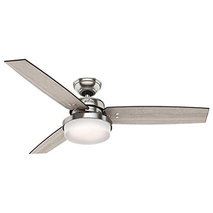 Hunter 59157 Sentinel 52" Ceiling Fan with Light with Handheld Remote, Large, Brushed Nickel