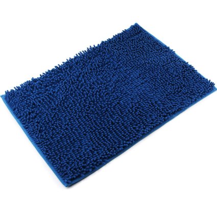 VDOMUS Non-slip Bath Mat Microfiber Bathroom Mats Shower Rugs, 20"*32" Blue