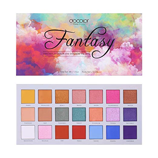 Docolor Eyeshadow Palette 21Colors Fantasy Eye Shadow Matte Glitter Highly Pigmented Makeup Palette