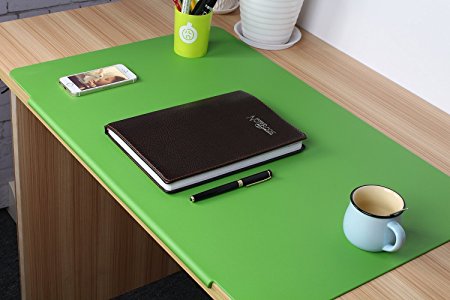 LOHOME Desk Pads Artificial Leather Laptop Mat with Fixation Lip, Perfect Desk Mate for Office and Home, Rectangular, Large, Green