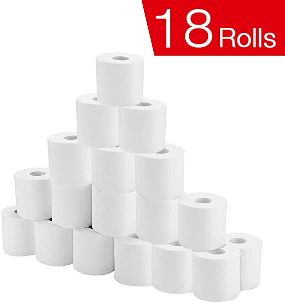 18 Rolls Toilet Paper Soft Strong Bath Tissue Home Kitchen 4 Layers Toilet Tissue for Daily Use, 4-ply Paper Towel, Individually Wrapped Standard Rolls （White） (18 Count)