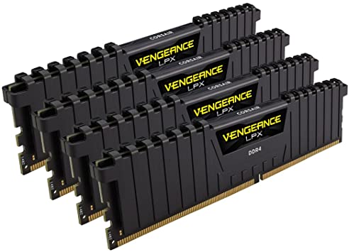 Corsair CMK16GX4M4A2666C16 Vengeance LPX 16 GB (4 x 4 GB) DDR4 2666 MHz C16 XMP 2.0 High Performance Desktop Memory Kit, Black