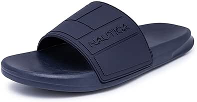 Nautica Men's Open Toe Slide Sandals - Comfortable Indoor & Outdoor Shower Slippers