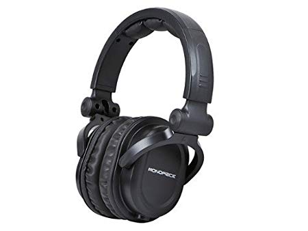 Monoprice Premium Hi-Fi DJ Style Over the Ear Professional Headphones - Black with microphone for Studio PC Apple Iphone iPod Android Smartphone Samsung Galaxy Tablets MP3 (Renewed)